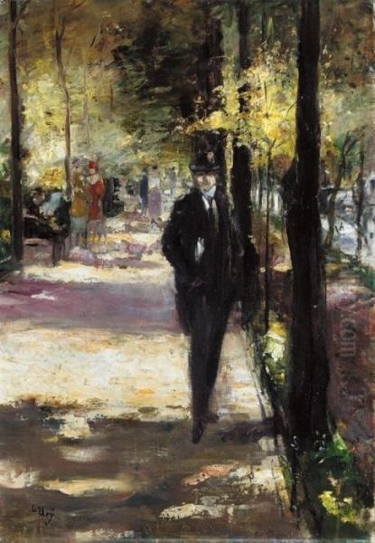 Spazierganger Im Tiergarten Oil Painting by Lesser Ury