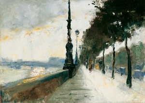 Waterloo-brucke Bei Durchbrechender Sonne Oil Painting by Lesser Ury