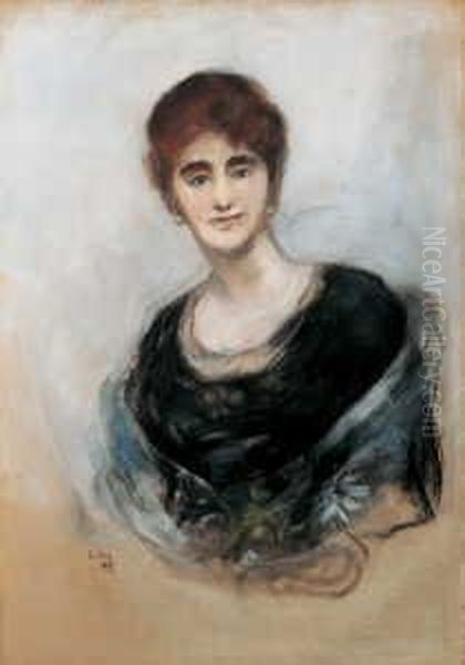 Dame Mit Braunem Haar Oil Painting by Lesser Ury