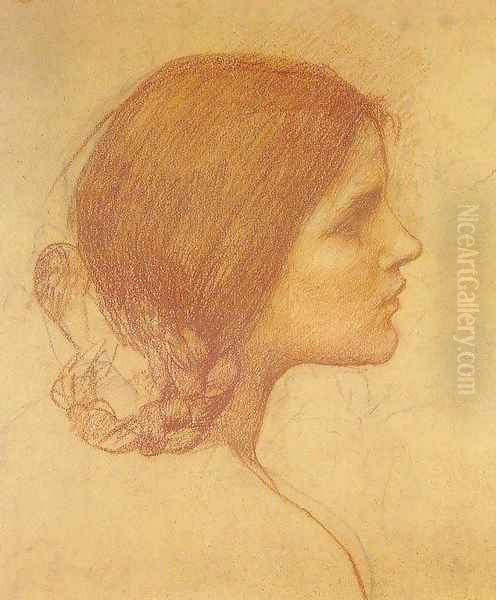 Head of a Girl Oil Painting by John William Waterhouse