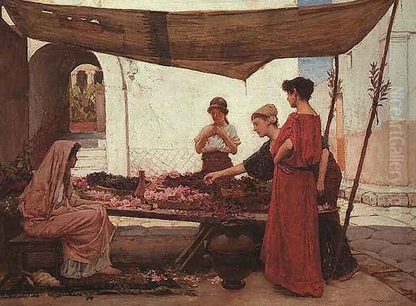 Flower Stall Oil Painting by John William Waterhouse