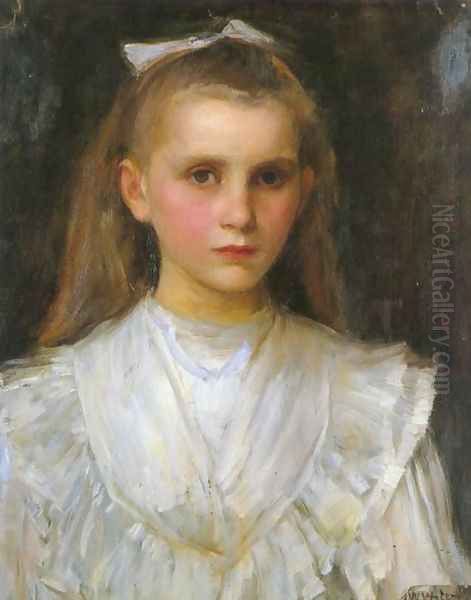 Portrait of a Young Girl Oil Painting by John William Waterhouse