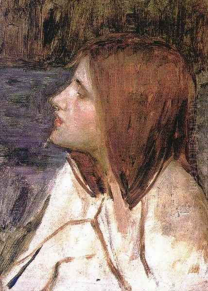 Head of a Girl 1896 Oil Painting by John William Waterhouse