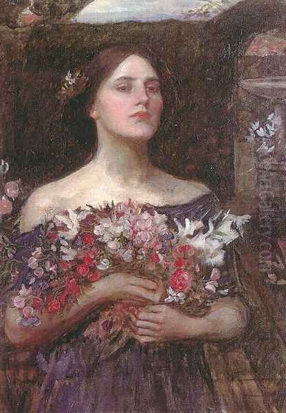 Study for Gather Ye Rosebuds Oil Painting by John William Waterhouse