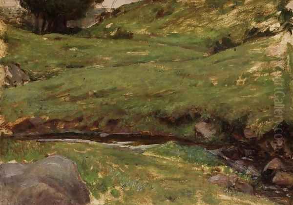 Welsh Stream Oil Painting by John William Waterhouse