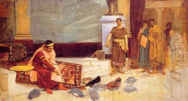 The Favourites of the Emperor Honorius study 1883 Oil Painting by John William Waterhouse