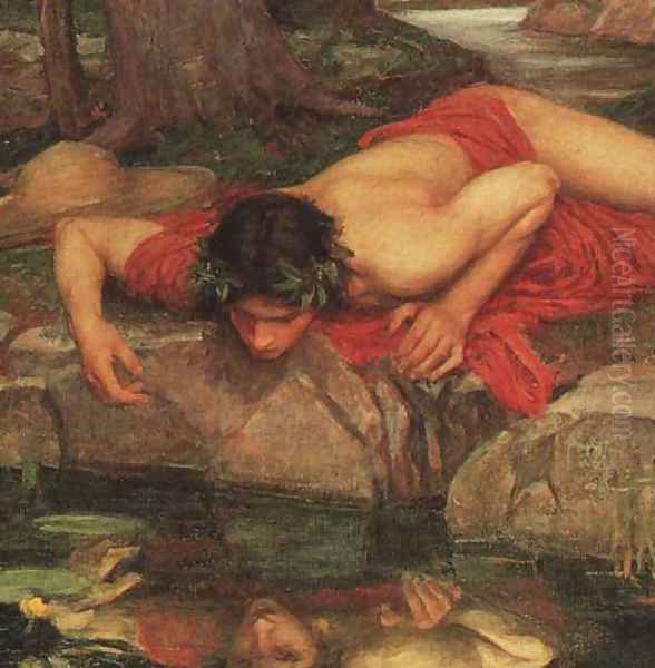 Narcissus cropped Oil Painting by John William Waterhouse