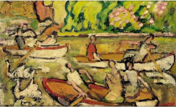 Barques Au Bois De Boulogne Oil Painting by Louis Valtat