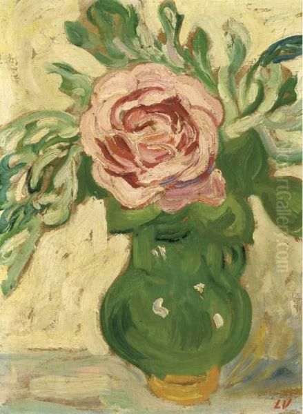 Rose Au Vase Vert Oil Painting by Louis Valtat