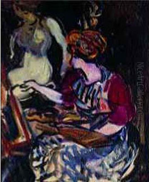 Jeune Femme Et Son Modele Oil Painting by Louis Valtat