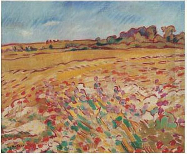 Champs De Ble Et De Coquelicots, Circa 1920 Oil Painting by Louis Valtat