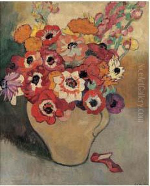 Anemones Et Fleurs De Printemps, Circa 1920 Oil Painting by Louis Valtat