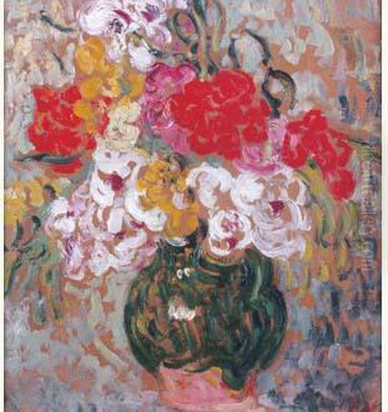 Fleurs Dans Un Vase Oil Painting by Louis Valtat