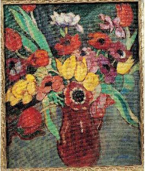 Bouquet D'anemones Dans Un Vase Oil Painting by Louis Valtat