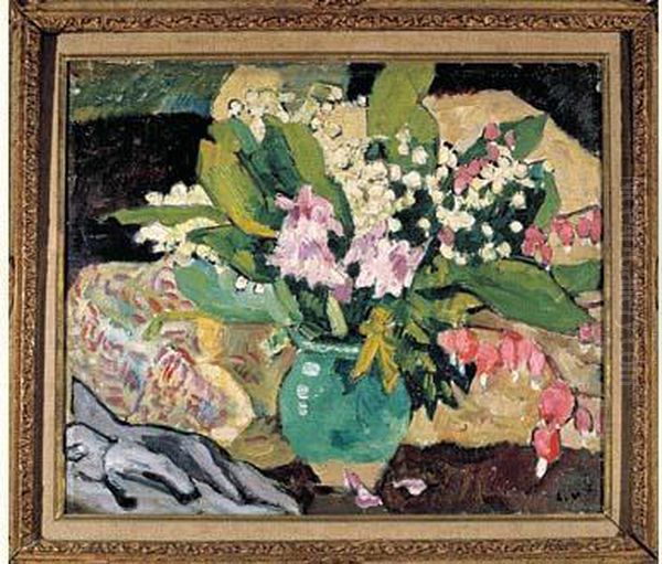 Bouquet De Muguet Sur Une Table Oil Painting by Louis Valtat