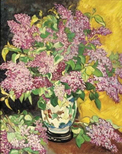 Bouquet De Lilac A La Poitiche Chinoise Oil Painting by Louis Valtat