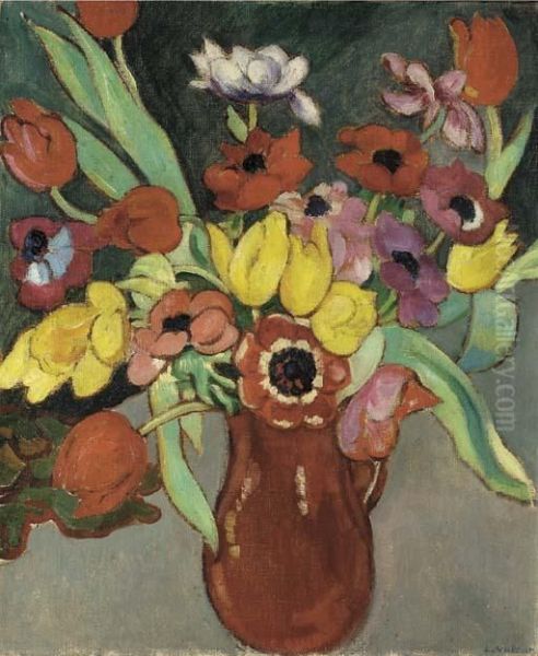 Anemones Et Tulipes Jaunes Oil Painting by Louis Valtat