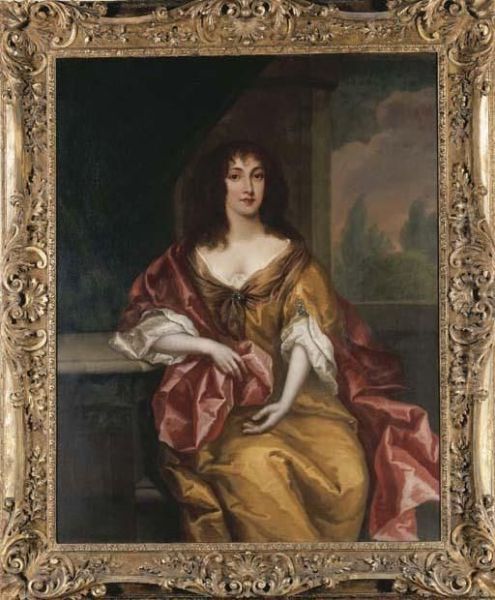 Portrait Of A Lady, Seated, Three-quarter-length In A Gold Dresswith A Pink Wrap Oil Painting by Sir Anthony Van Dyck