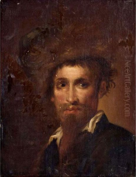 A Portrait Of A Bearded Man, Head And Shoulders, Wearing A Fur Hat Oil Painting by Sir Anthony Van Dyck