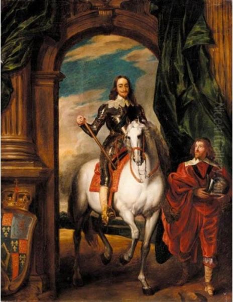 Equestrian Portrait Of King Charles I Accompanied By Monsieur De St. Antoine Oil Painting by Sir Anthony Van Dyck