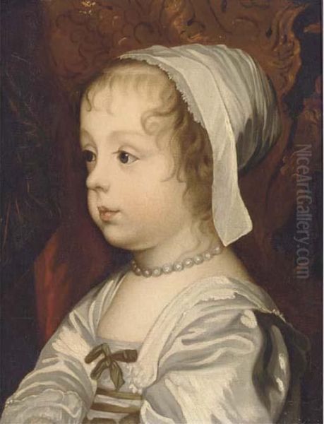 Portrait Of A Young Girl, Thought To Be Princess Mary Oil Painting by Sir Anthony Van Dyck