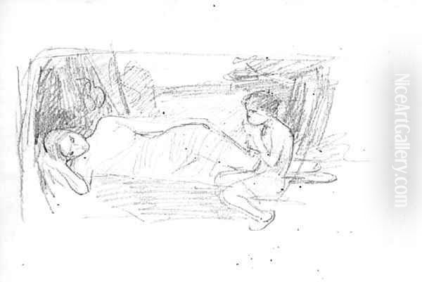 Sketches including a study for 'Narcissus' Oil Painting by John William Waterhouse