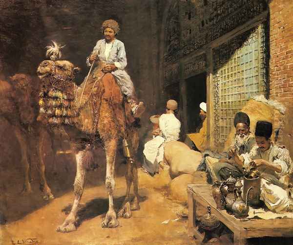 A Marketplace In Ispahan Oil Painting by Edwin Lord Weeks