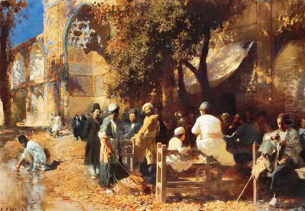 A Persian Cafe Oil Painting by Edwin Lord Weeks