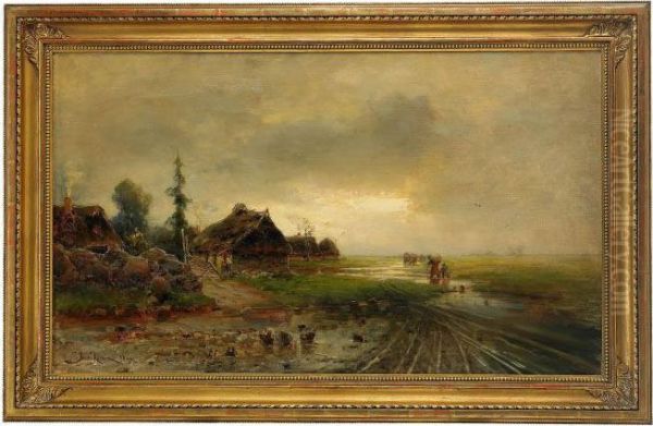 Ukrainian Village Oil Painting by Iulii Iul'evich (Julius) Klever