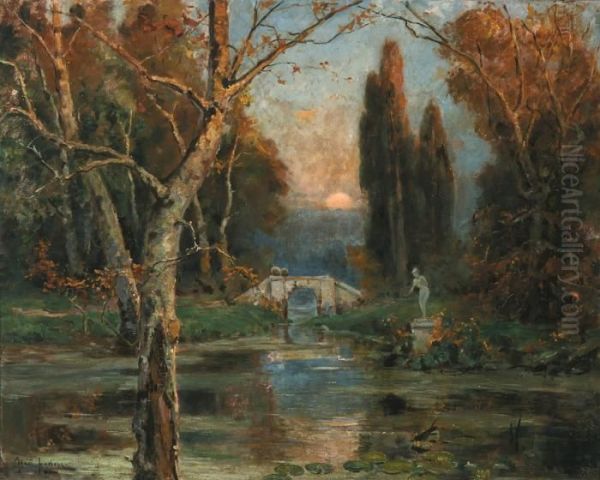 Park-view At Sunset Oil Painting by Iulii Iul'evich (Julius) Klever