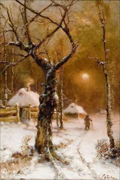 Talvimaisema Kuunvalossa. Oil Painting by Iulii Iul'evich (Julius) Klever