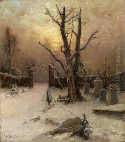 Russian Winter Oil Painting by Iulii Iul'evich (Julius) Klever