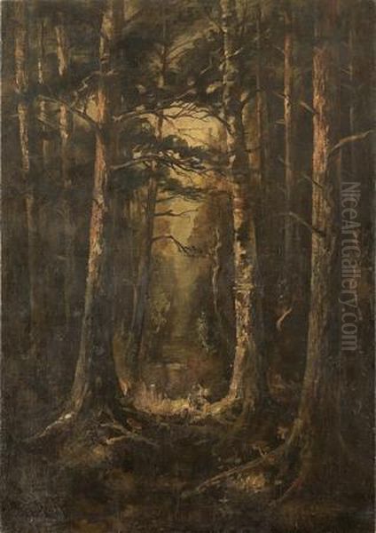 Forestscape Oil Painting by Iulii Iul'evich (Julius) Klever