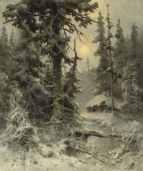 After The Snowfall Oil Painting by Iulii Iul'evich (Julius) Klever