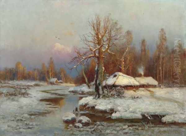 Winter Landscape. Oil Painting by Iulii Iul'evich (Julius) Klever