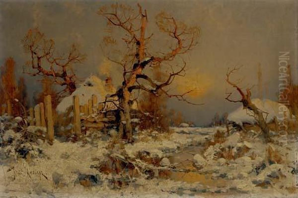 Winter Landscape Oil Painting by Iulii Iul'evich (Julius) Klever