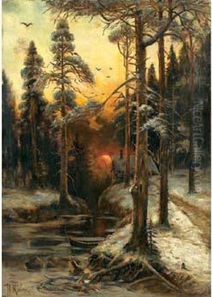 Paysage De Neige Oil Painting by Iulii Iul'evich (Julius) Klever