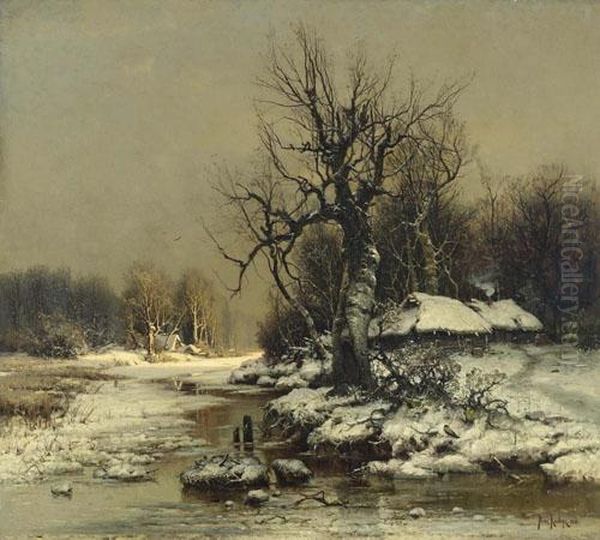 Winterlandschaft. 1886. Oil Painting by Iulii Iul'evich (Julius) Klever