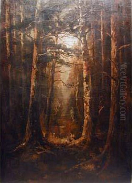 Foret En Hiver Oil Painting by Iulii Iul'evich (Julius) Klever