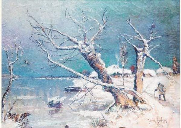 Paysage D'hiver Oil Painting by Iulii Iul'evich (Julius) Klever