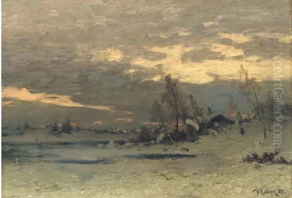 Winter Morning Oil Painting by Iulii Iul'evich (Julius) Klever