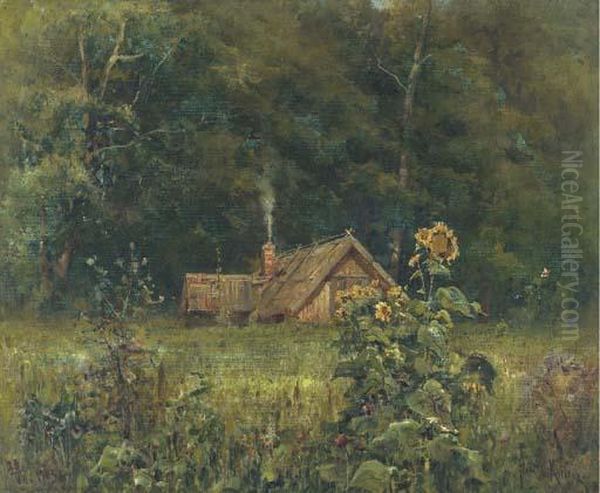 Cottage In The Forest Oil Painting by Iulii Iul'evich (Julius) Klever