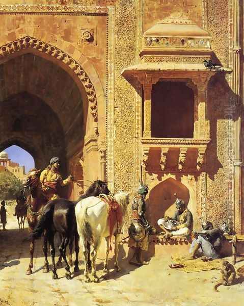 Gate Of The Fortress At Agra India Oil Painting by Edwin Lord Weeks