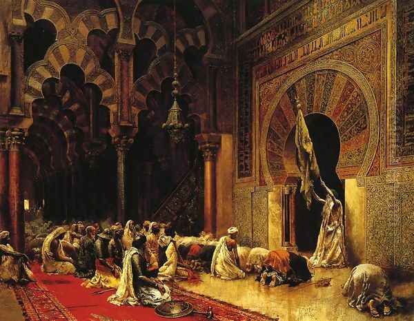 Interior Of The Mosque At Cordova Oil Painting by Edwin Lord Weeks