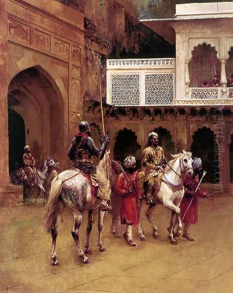 Indian Prince Palace Of Agra Oil Painting by Edwin Lord Weeks