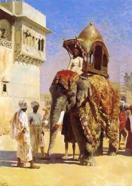 Mogul's Elephant Oil Painting by Edwin Lord Weeks