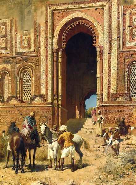 Indian Horsemen at the Gateway of Alah-ou-din, Old Delhi Oil Painting by Edwin Lord Weeks