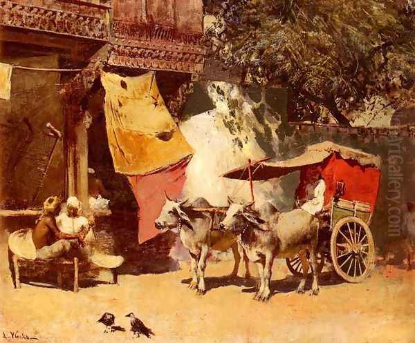 An Indian Gharry Oil Painting by Edwin Lord Weeks