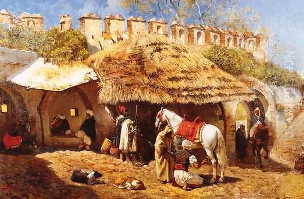 Blacksmith Shop At Tangiers Oil Painting by Edwin Lord Weeks