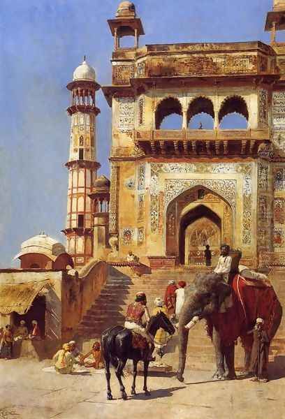 Before A Mosque Oil Painting by Edwin Lord Weeks